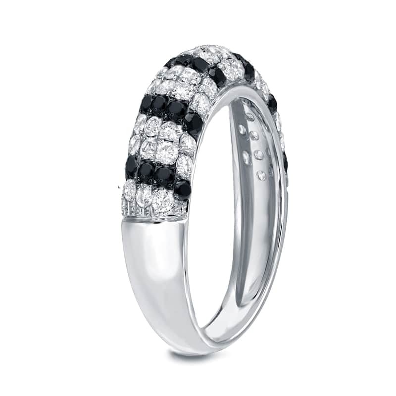 Auriya Multi-Row Pave Black and White Diamond Ring 3/4ct TDW 14k White Gold