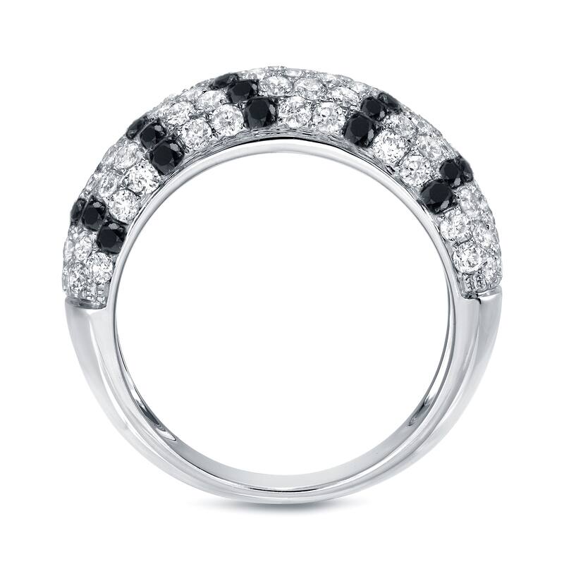 Auriya Multi-Row Pave Black and White Diamond Ring 3/4ct TDW 14k White Gold