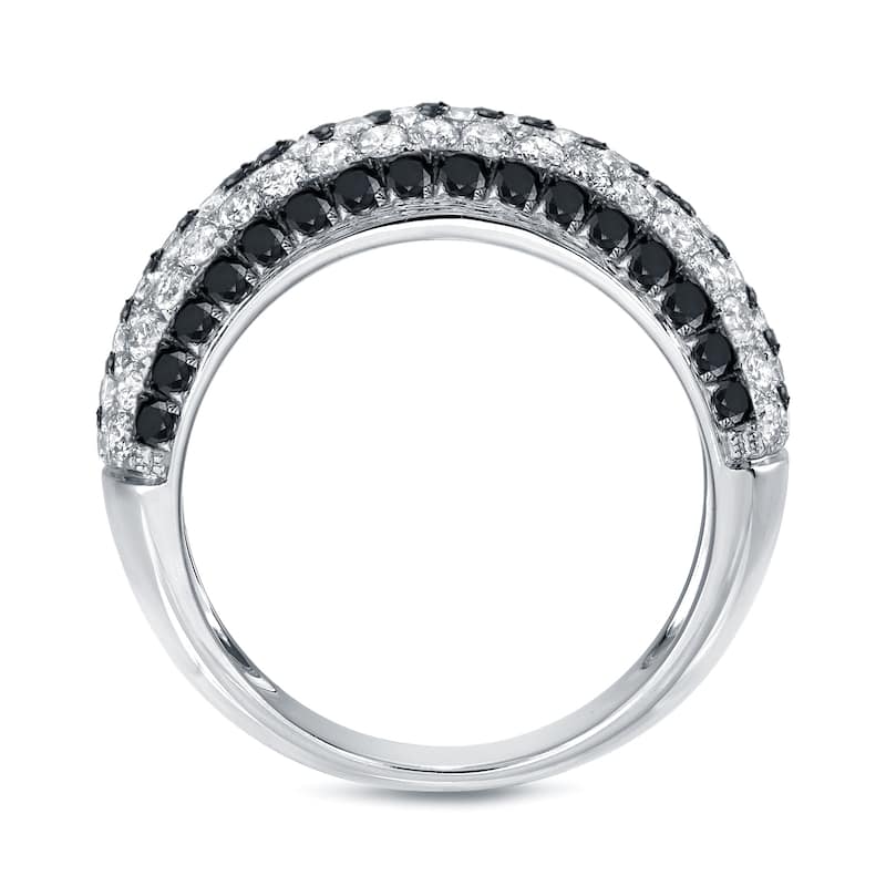Auriya Multi-Row Pave Black and White Diamond Ring 3/4ct TDW 14k White Gold