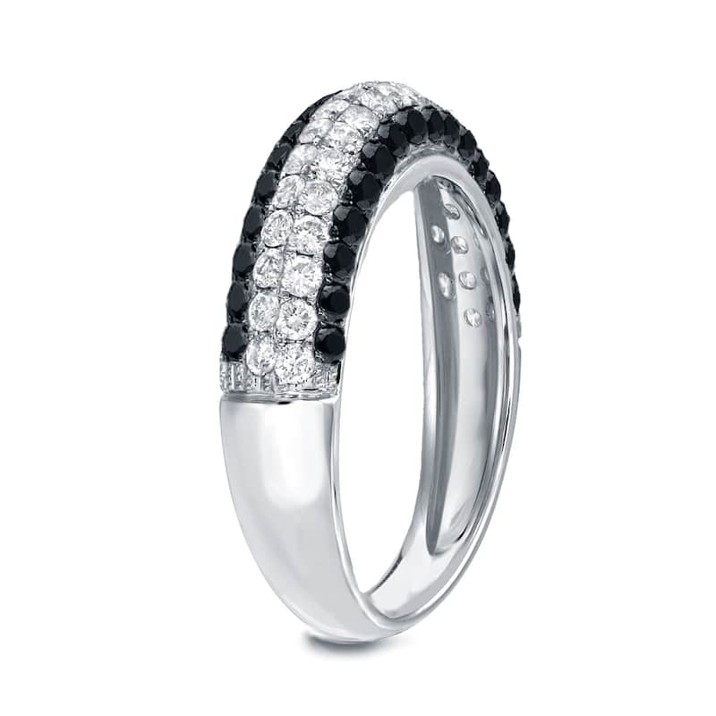 Auriya Multi-Row Pave Black and White Diamond Ring 3/4ct TDW 14k White Gold