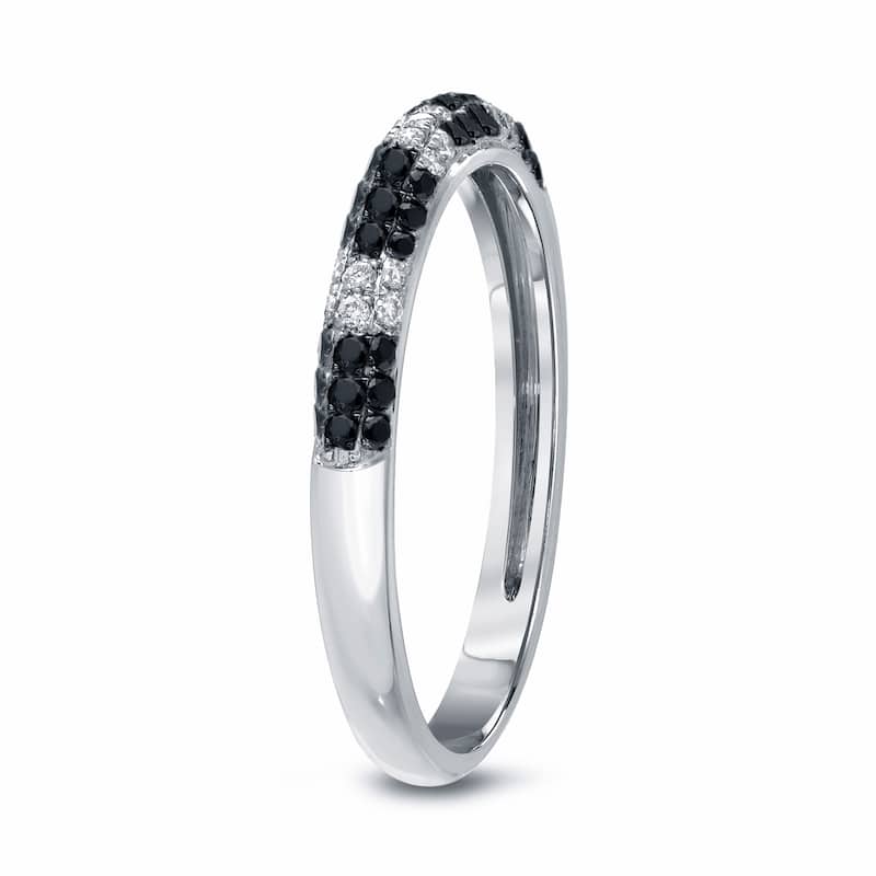 Auriya Multi-Row Pave Black and White Diamond Ring 1/4ct TDW 14k White Gold