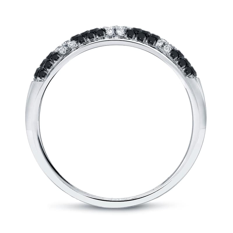 Auriya Multi-Row Pave Black and White Diamond Ring 1/4ct TDW 14k White Gold