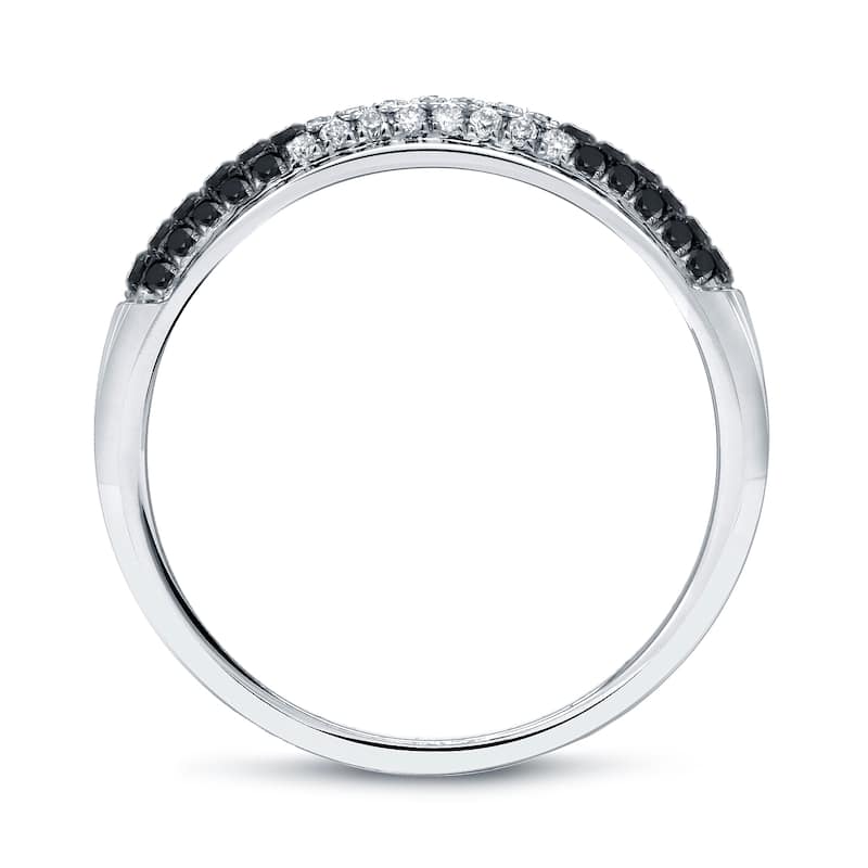Auriya Multi-Row Pave Black and White Diamond Ring 1/2ct TDW 14k White Gold