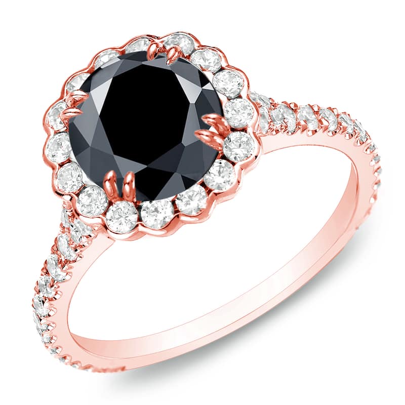 Auriya 14k Gold 2 1/3ctw Black Diamond Halo Engagement Ring (H-I, I1-I2)