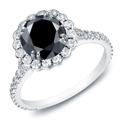 Auriya 14k Gold 2 1/3ctw Black Diamond Halo Engagement Ring (H-I, I1-I2)