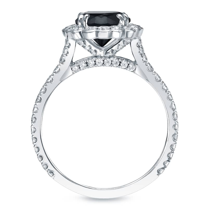 Auriya 14k Gold 2 1/3ctw Black Diamond Halo Engagement Ring (H-I, I1-I2)