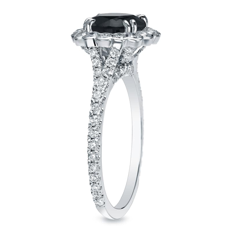 Auriya 14k Gold 2 1/3ctw Black Diamond Halo Engagement Ring (H-I, I1-I2)