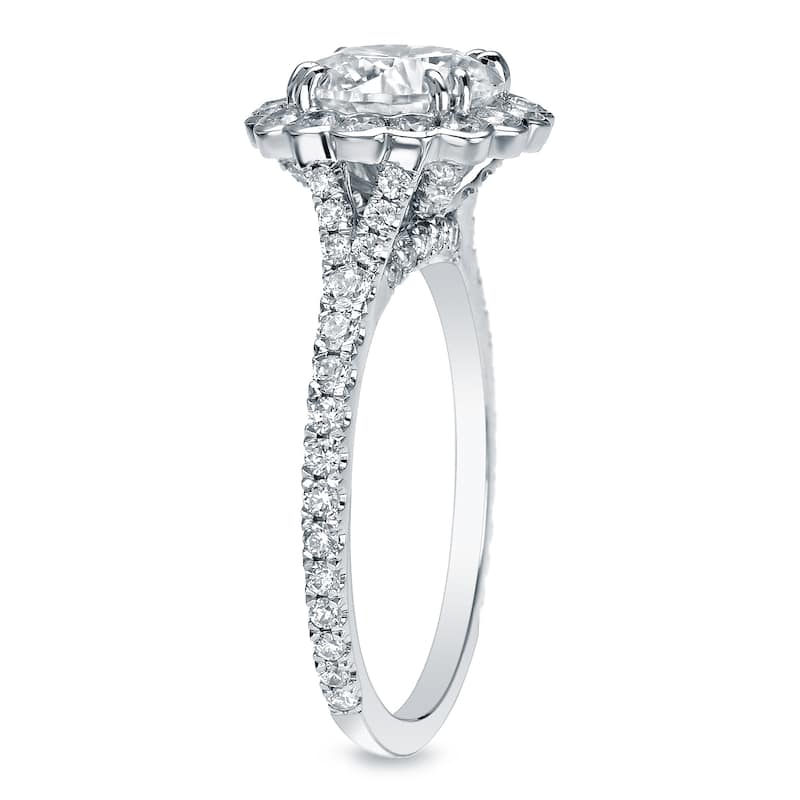 Auriya 14k Gold 2 1/3 carat TW Round Halo Diamond Engagement Ring