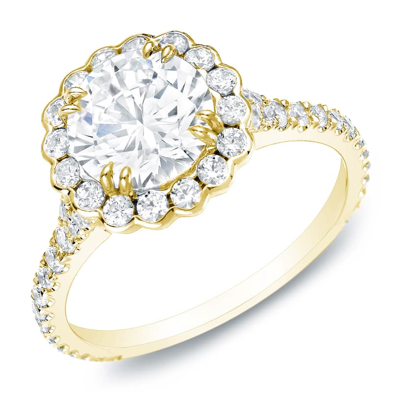 Auriya 14k Gold 2 1/3 carat TW Round Halo Diamond Engagement Ring