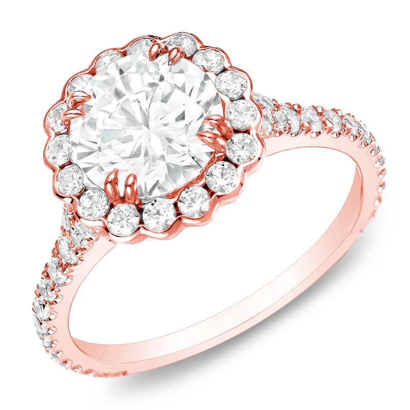 Auriya 14k Gold 2 1/3 carat TW Round Halo Diamond Engagement Ring