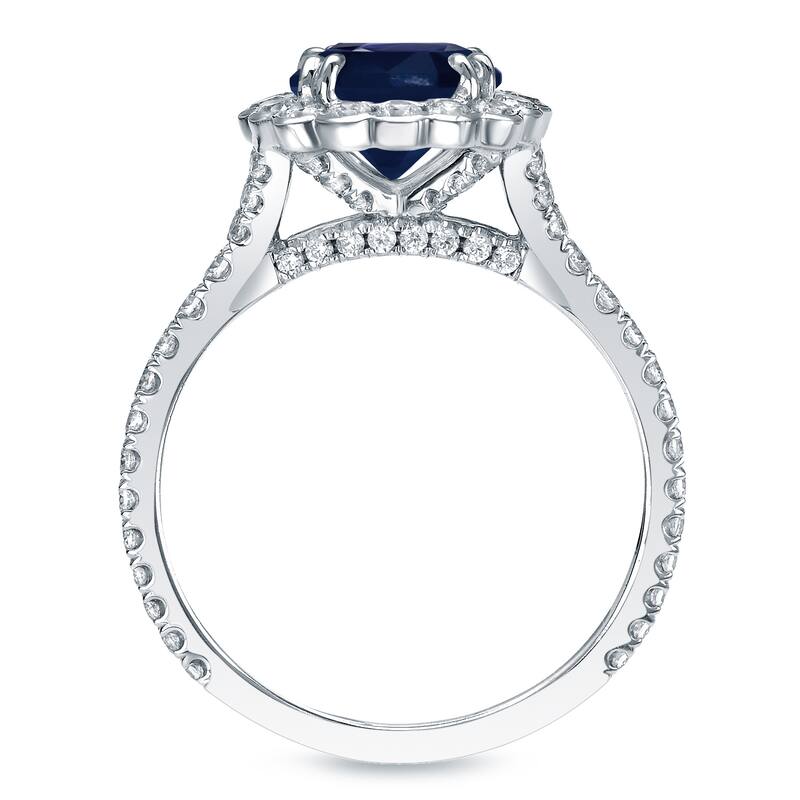 Auriya 14k Gold 1 1/2ct Blue Sapphire and 4/5ctw Halo Diamond Engagement Ring (H-I, SI1-SI2)