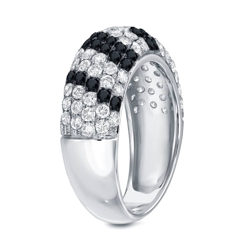 Auriya Pave White and Black Diamond Dome Band 1 1/2 carat TDW 14K White Gold