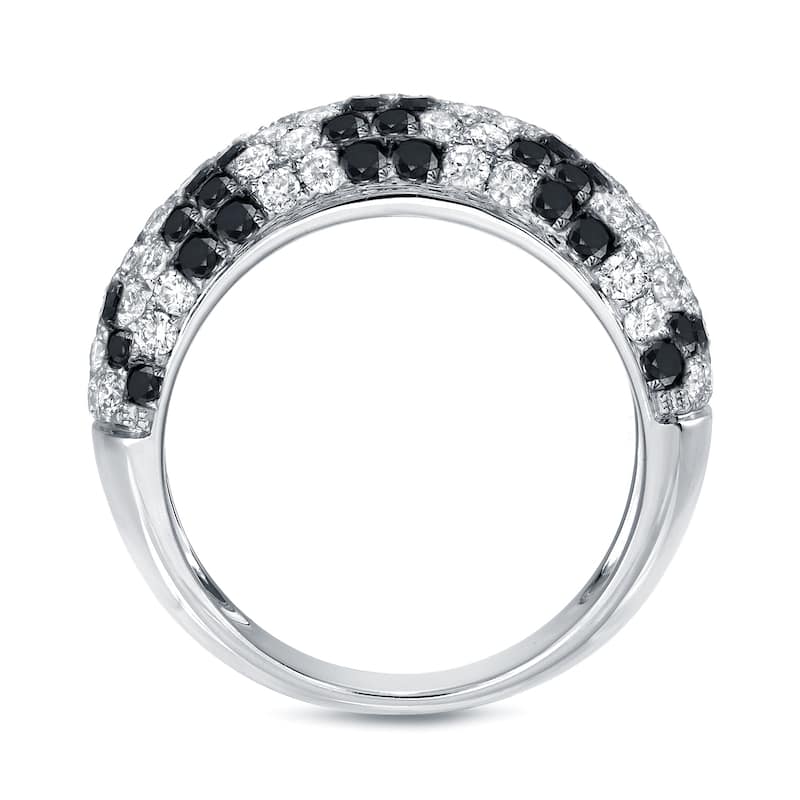 Auriya Pave White and Black Diamond Dome Band 1 1/2 carat TDW 14K White Gold