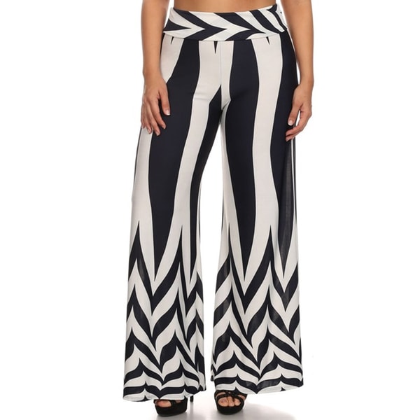 Womens Plus Size Navy Chevron Pants   18137385  