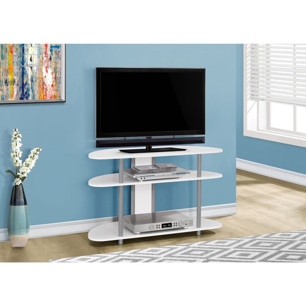 Tv Stand 38 L White With Silver Accent Free Shipping Today Tv Stand 38 L White With Silver Accent Free Shipping Today 11137915