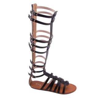 Bumper Women's 'Lory-63' Strappy Knee-high Gladiator Sandals - Free ...