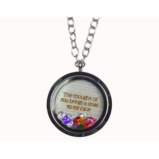 Queenberry Love You to The Moon and Back Family Floating Locket Crystal Charm Pendant Necklace