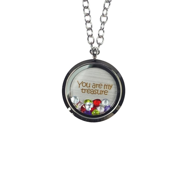 Pink Box 'You Are My Treasure' Stainless Steel Love Message Locket. Opens flyout.