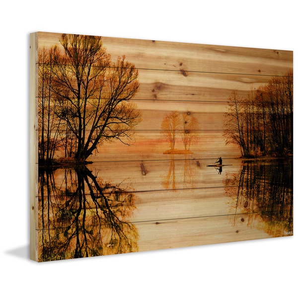 Handmade Parvez Taj - Glass Lake Print on Natural Pine Wood. Opens flyout.
