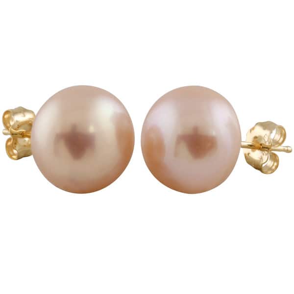 Solid 14k Yellow Gold 10-11mm White Button FW Cultured Pearl Stud Earrings Solid 14k Yellow Gold 10-11mm White Button FW Cultured Pearl Stud Earrings