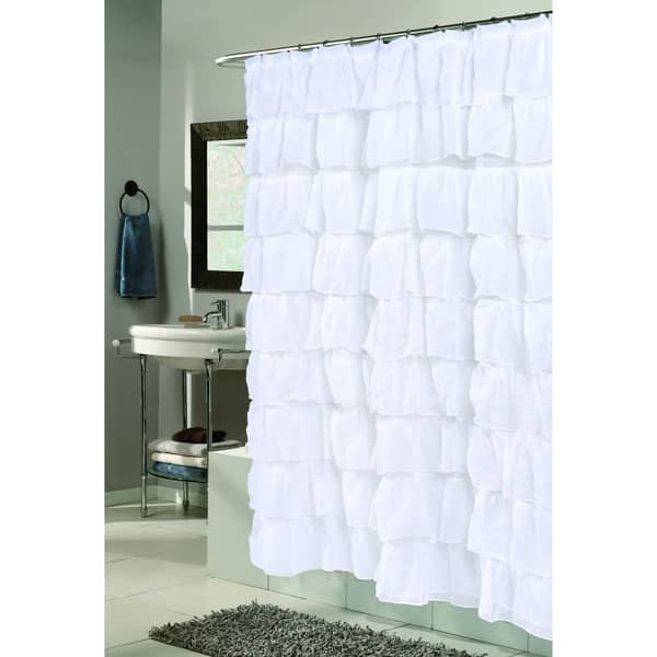 Shop Carmen Polyester Ruffled Shower Curtain Free Shipping On