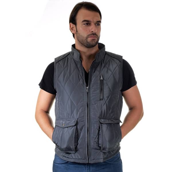 Men's Quilted Fur Lined Side Cargo Pocket/ Chest Zip Pocket Vest Large ...