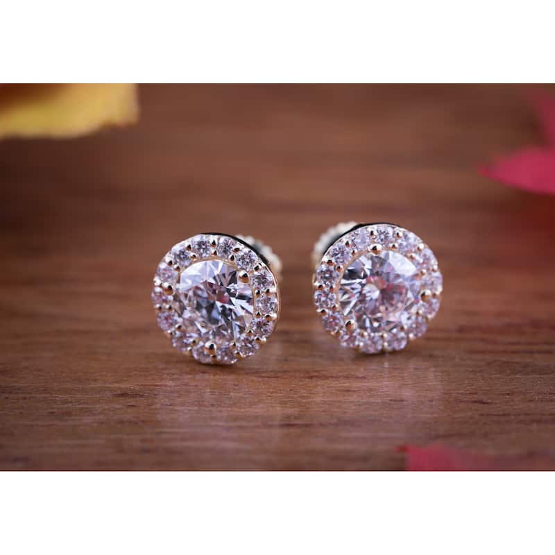 Auriya 1/2 to 2ctw Round Halo Diamond Stud Earrings 14k White Gold (H-I, SI1-SI2)