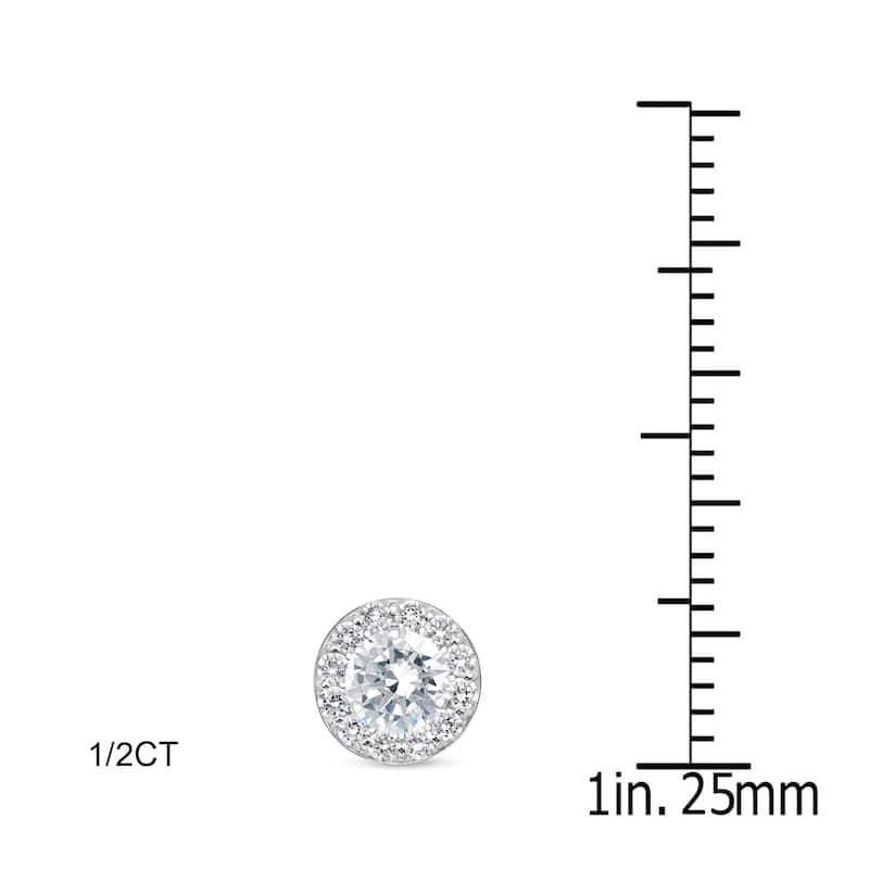 Auriya 1/2 to 2ctw Round Halo Diamond Stud Earrings 14k White Gold (H-I, SI1-SI2)