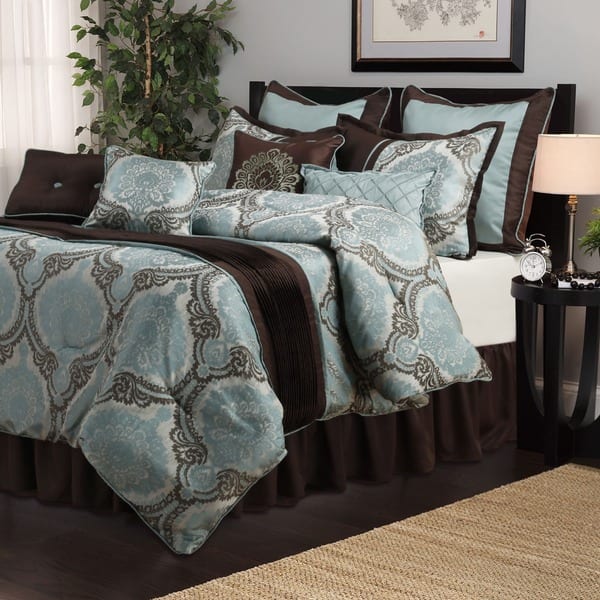 Shop Nanshing Sofia Aqua Brown Medallion 8 Piece Comforter Set