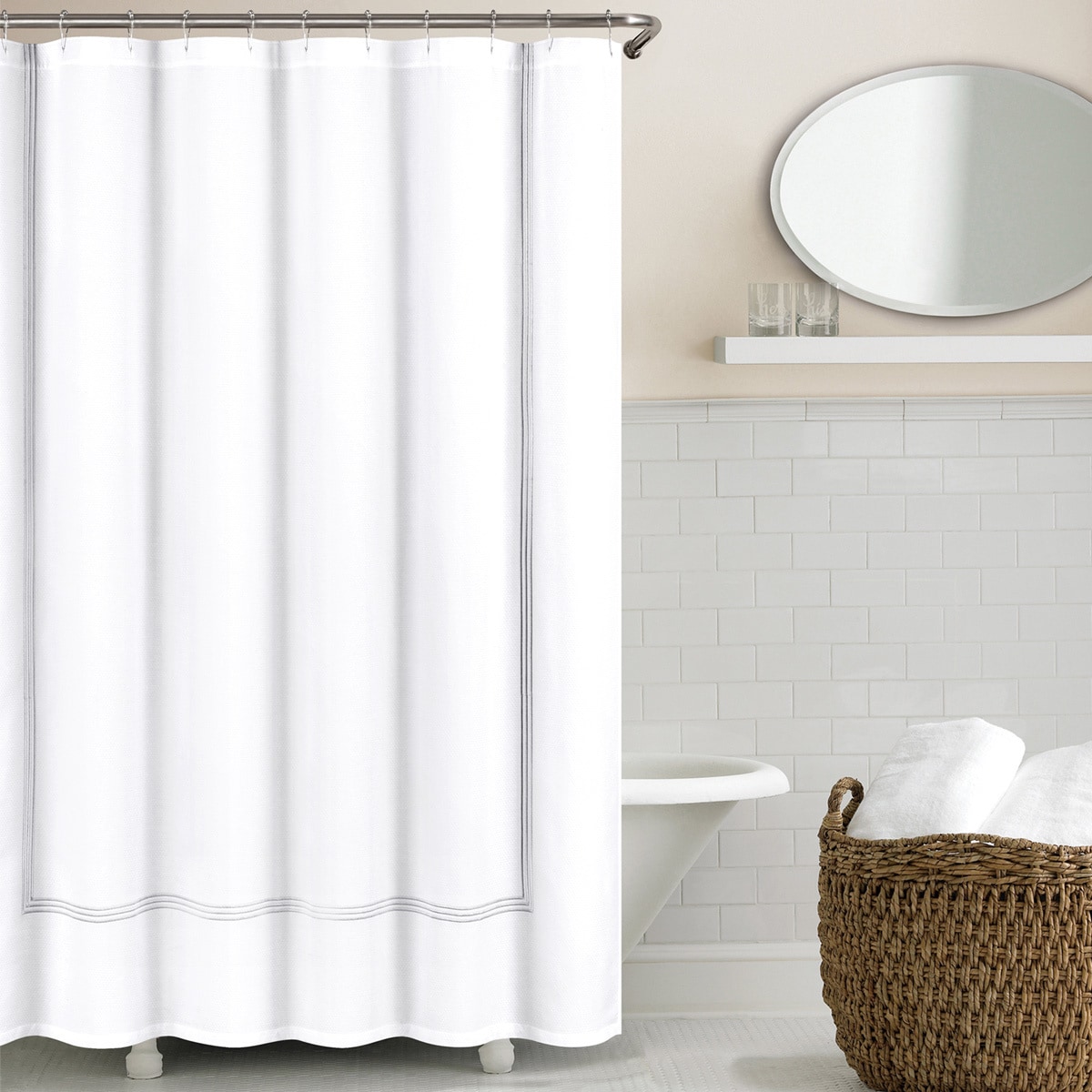 Sweet Jojo Designs Hotel Shower Curtain, White/Black, 72 L x 72 W