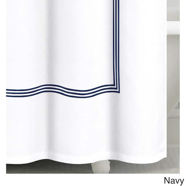 Echelon Home Three Line Hotel Collection Matelasse Shower Curtain - Navy
