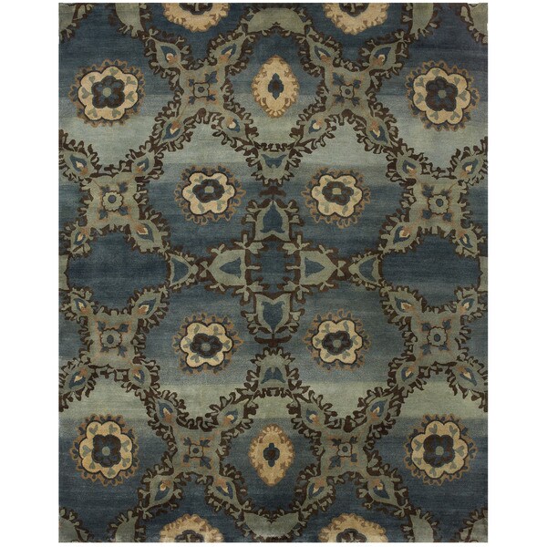 Grand Bazaar Hand-knotted 100-percent Wool Pile Amzad Rug in Rust, (4' x 6') - 4' x 6'