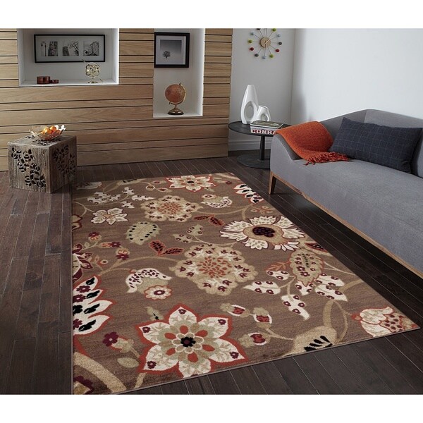 Shop Modern Trendz Collection Brown Rug (7'10 x 10'6) 7'10" x 10'6