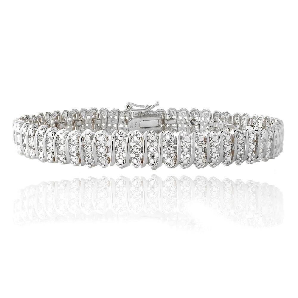 DB Designs Silvertone 1/10Ct TDW Diamond S Pattern Tennis Bracelet