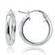 preview thumbnail 3 of 5, Mondevio Sterling Silver 15mm Round Hoop Earrings (3 Options or Set of 3) White Polished