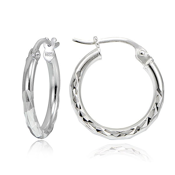 Shop Mondevio Sterling Silver 15mm Round Hoop Earrings (3 Options or ...