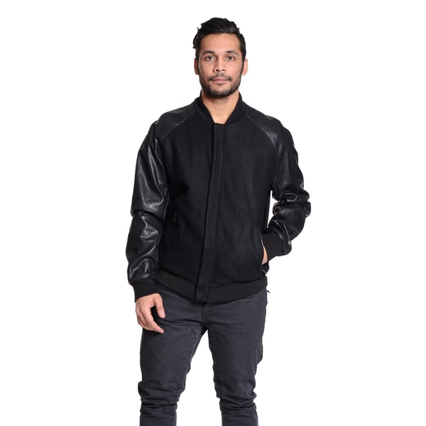 Excelled Men's Faux Leather and Wool Blend Varsity Jacket - Free ...