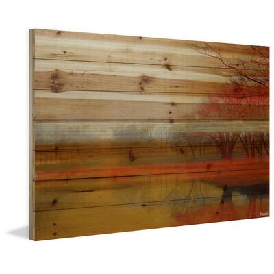 Handmade Parvez Taj - Lake Morning Mist Print on Natural Pine Wood