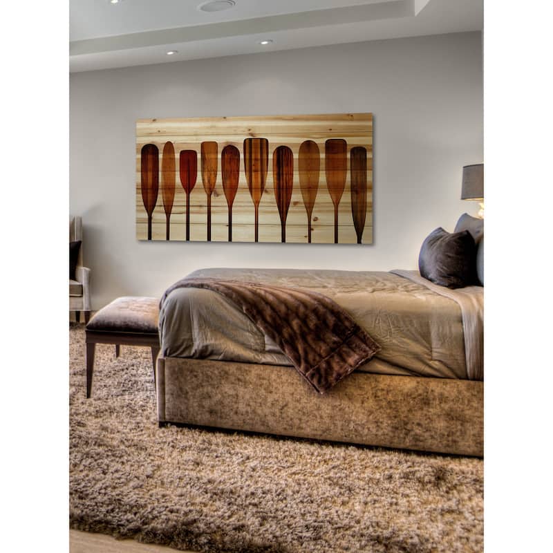 Parvez Taj - Canoe Paddles Painting Print on Natural Pine Wood