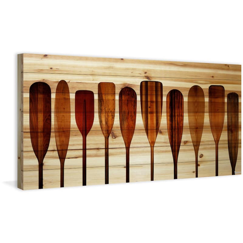 Parvez Taj - Canoe Paddles Painting Print on Natural Pine Wood