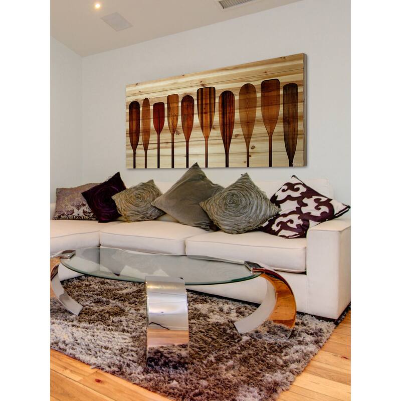 Parvez Taj - Canoe Paddles Painting Print on Natural Pine Wood