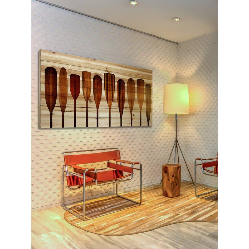 Parvez Taj - Canoe Paddles Painting Print on Natural Pine Wood