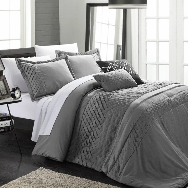 Chic Home 5-piece Corona Pleated Handmade Technique Charcoal Comforter Set