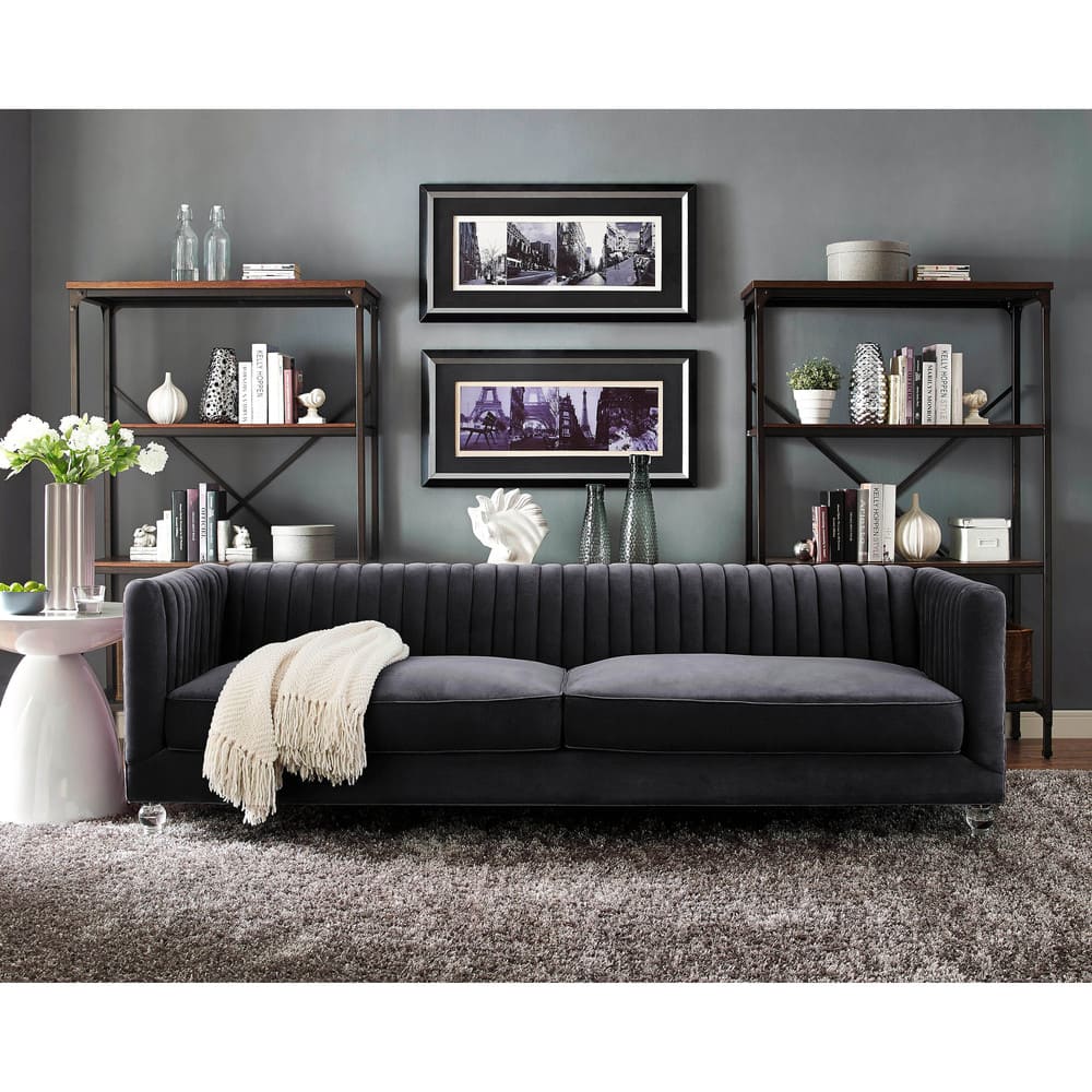 Aviator Grey Velvet Sofa
