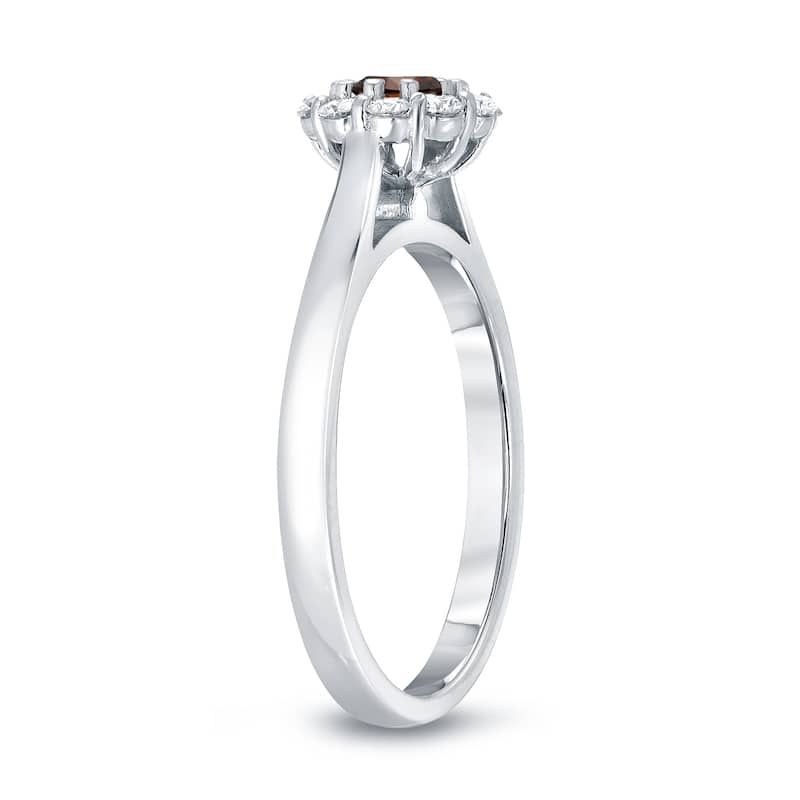 Auriya 14k Gold 1ctw Brown Diamond Halo Engagement Ring (H, I1-I2)