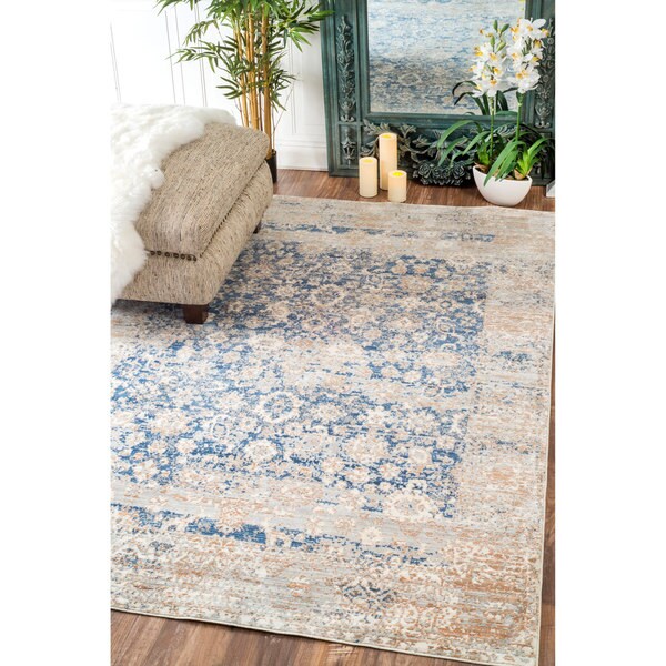 nuLOOM Vintage Faded Florette Blue Rug (9' x 12') Free Shipping Today