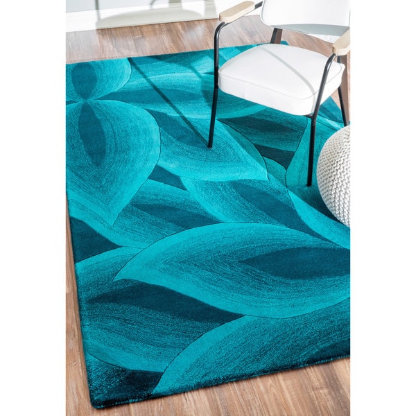 Nuloom Handmade Leaves Wool Turquoise Rug 8 6 X 11 Nuloom Handmade Leaves Wool Turquoise Rug 8 X27 6 X 11