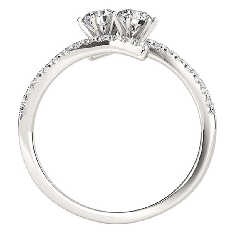 Auriya 14k Gold 1/2 carat TW 2-Stone Bypass Diamond Engagement Ring