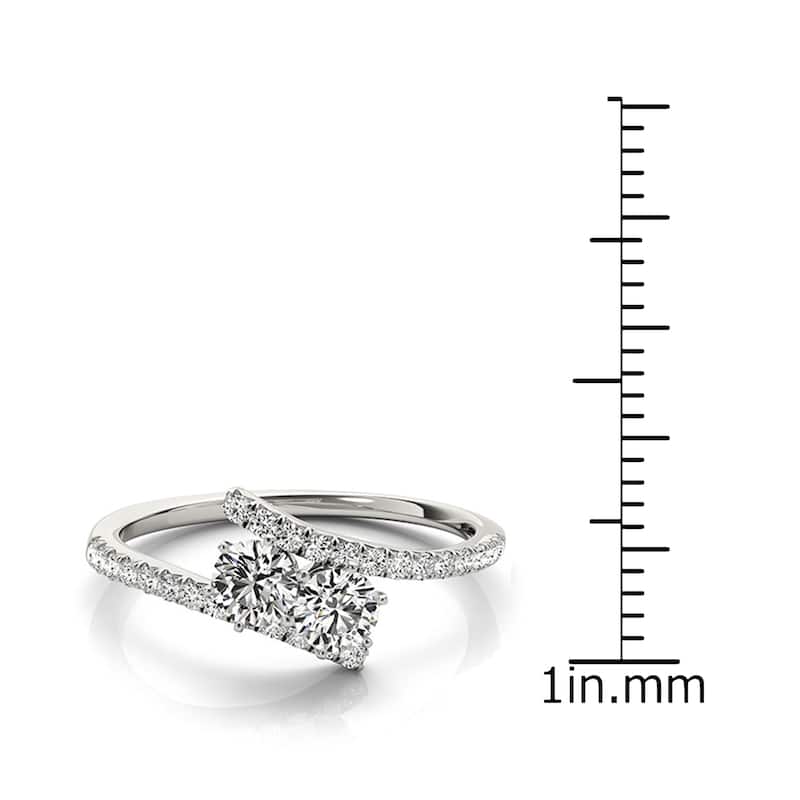 Auriya 14k Gold 1/2 carat TW 2-Stone Bypass Diamond Engagement Ring