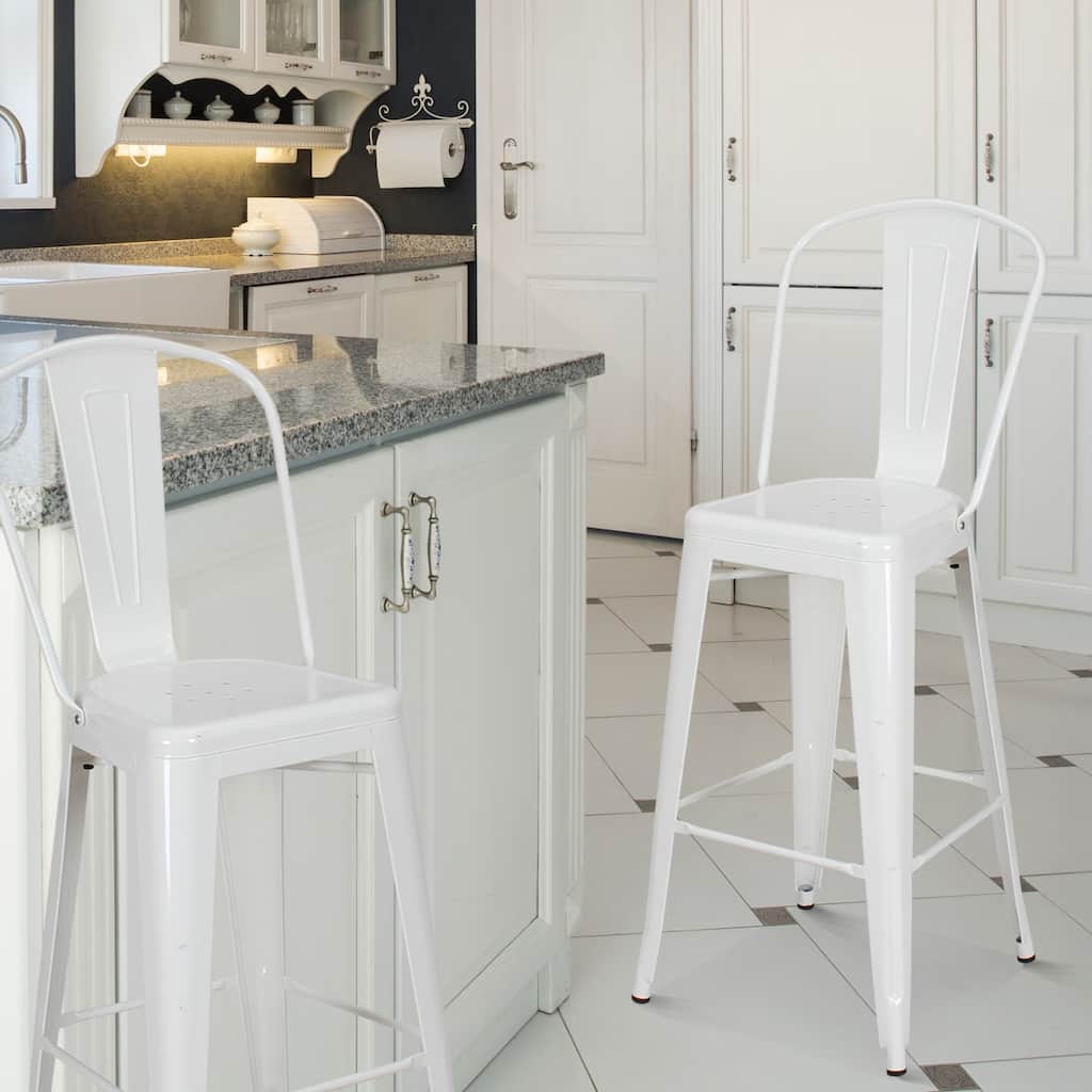 Adeco Metal Barstool With Back, set of two